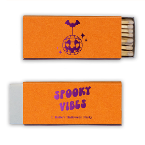 Spooky can be cute! Just look at the Spooky Vibes Match, adorned with a pumpkin disco ball, bat, and sparkles. Personalize this Halloween match with your name and get ready to dance the night away. 