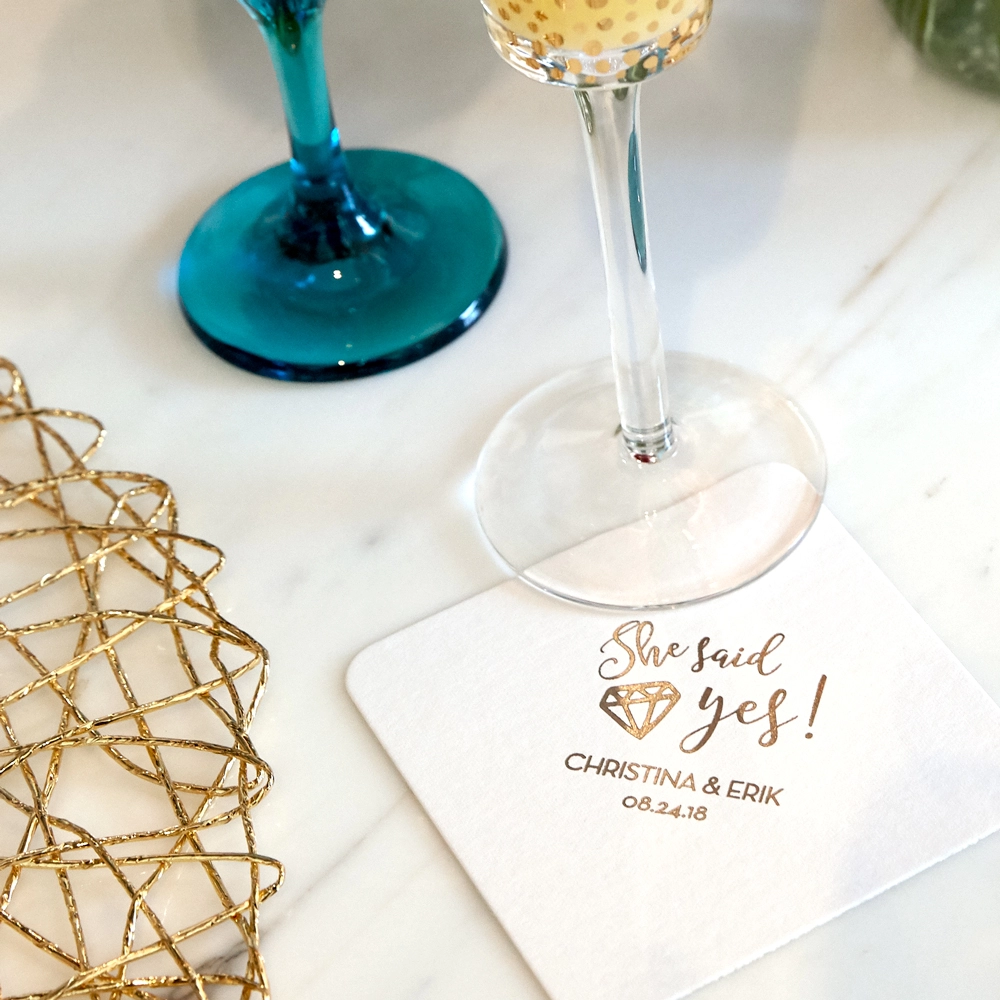 she said yes wedding coaster