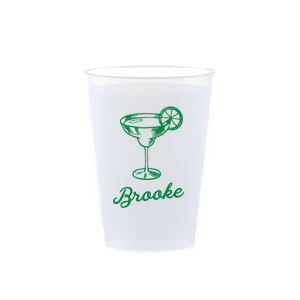 Raise a glass to the future Mrs. with the Margs and Matrimony Bachelorette Party Toast Cup, personalized in script with her name and adorned with a hand-drawn margarita. A bold and stylish choice for a memorable bachelorette party toast.
