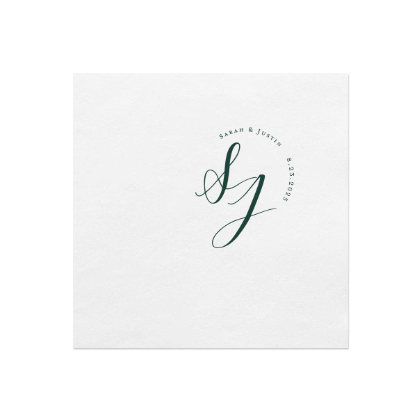 ForYourParty's personalized Hunter Green Cocktail Napkin with Matte White Foil are a must-have for your next event—whatever the celebration!