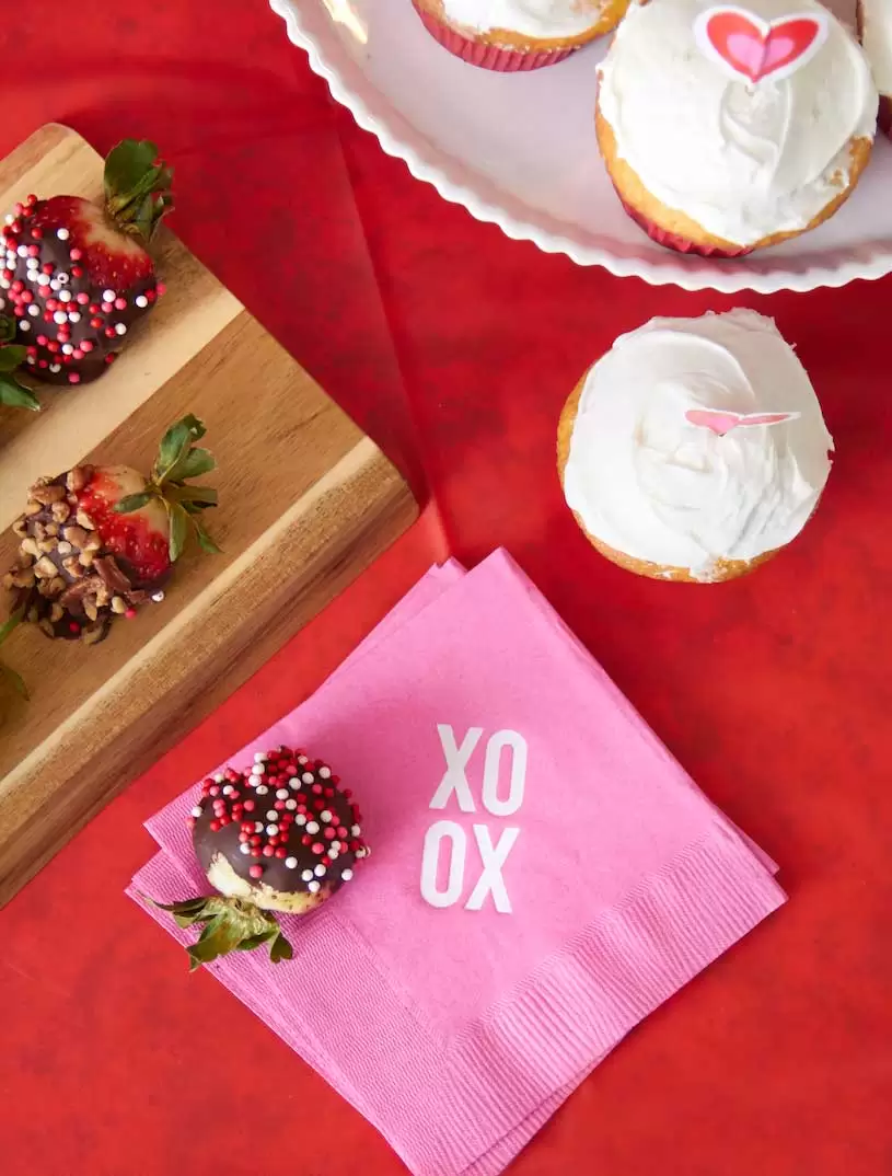 Personalized Cocktail Napkin with Chocolate covered strawberry