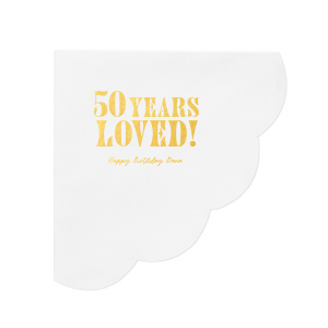 Our Many Years loved napkins are a special way to celebrate a milestone birthday. They feature a simple yet elegant design with a heartfelt message. Perfect for any birthday party, they will add a touch of love and warmth to your celebrations.