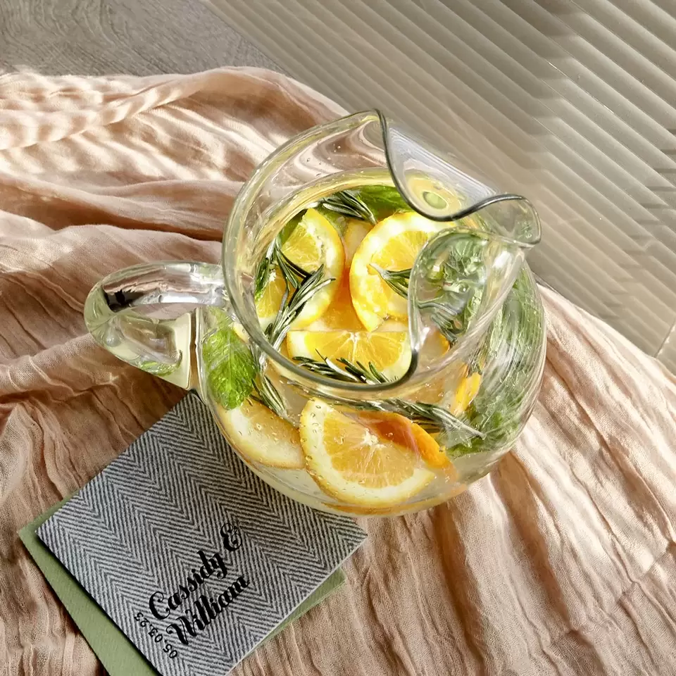 pitcher of elderflower champagne cocktail