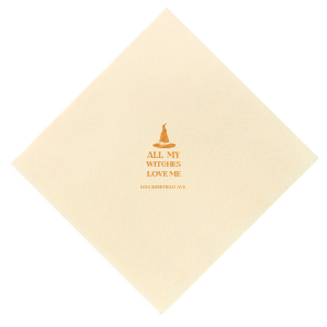 Get ready to cast a spell on your guests with this bewitching Hat All My Witches Love Me Napkin! Featuring a playful design of a witch's hat, these napkins are sure to add a touch of enchantment to your spooky soiree.