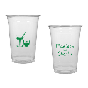 Add a splash of fun with the Cocktail Hour Couples Cup. Featuring text personalized to your name in the screen print ink color of your choice, the popular design is perfect for anniversaries, retirements and engagements!