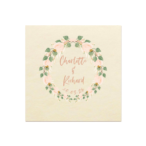 Our custom Ivory Borderless Custom Photo + Foil Cocktail Napkin with Shiny Rose Quartz Foil will add that special attention to detail that cannot be overlooked.