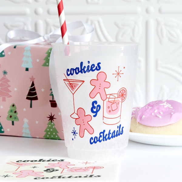 Cookies and Cocktails frosted party cups