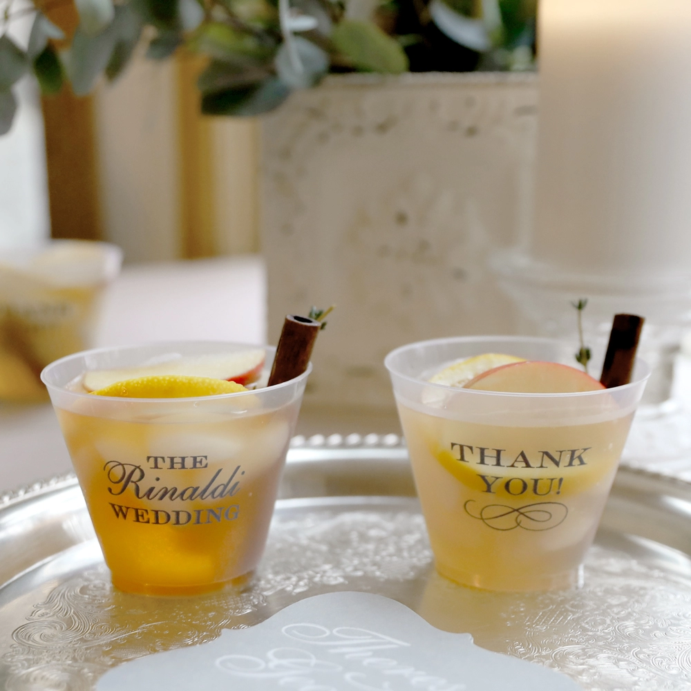 Custom cups for your wedding from For Your Party will tie together these 2022 wedding trends