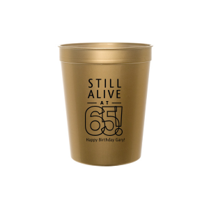The ever-popular Gold 16 oz Stadium Cup with Matte Black Ink Cup Ink Colors will make your guests swoon. Personalize your party's theme today.