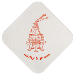The Classic Champagne Tower Coaster is perfect for weddings, engagements, birthdays and nearly any other gathering or event. The popular design comes in a wide selection of colors so you can best match your event and style. 
