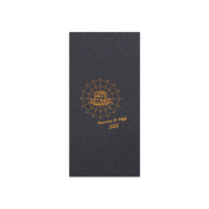Celebrate halloween in style! If you are throwing a halloween party a custom napkin will enchant your guests. The spooky spiderweb graphic has a funky font for that elevated touch to your party.