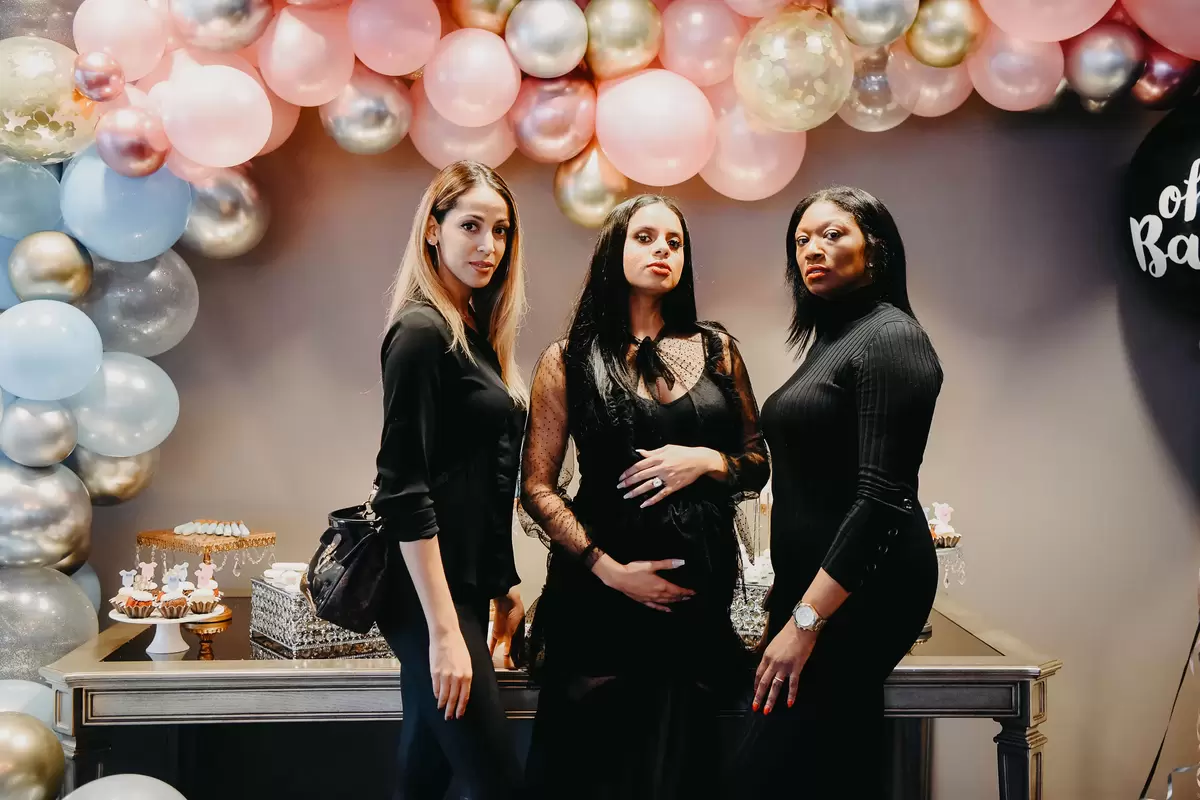 gorgeous trio at elegant shimmer party