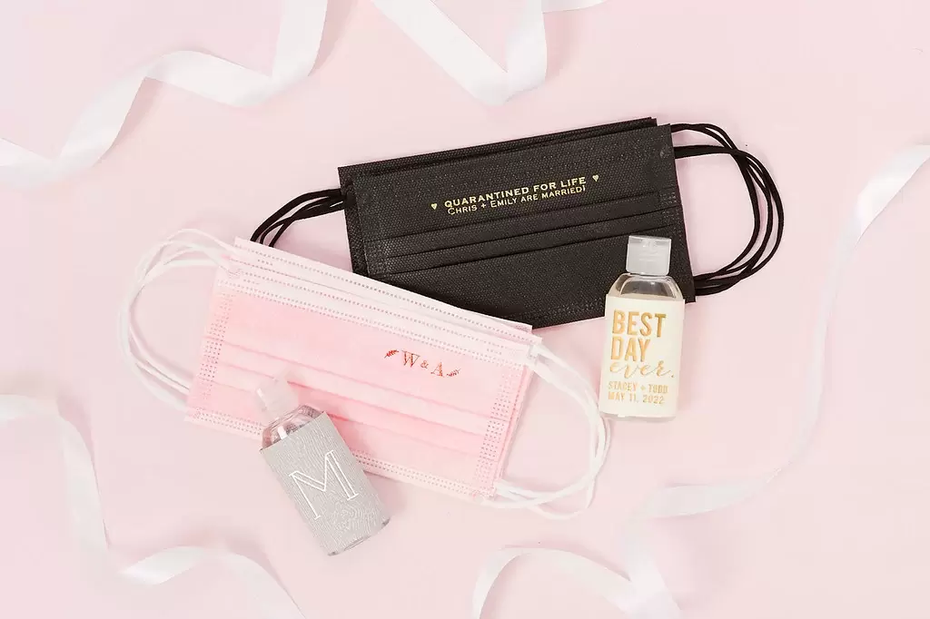 Custom Wedding Face Masks and Personalized Hand Sanitizer are an FYP Wedding Must-Haves