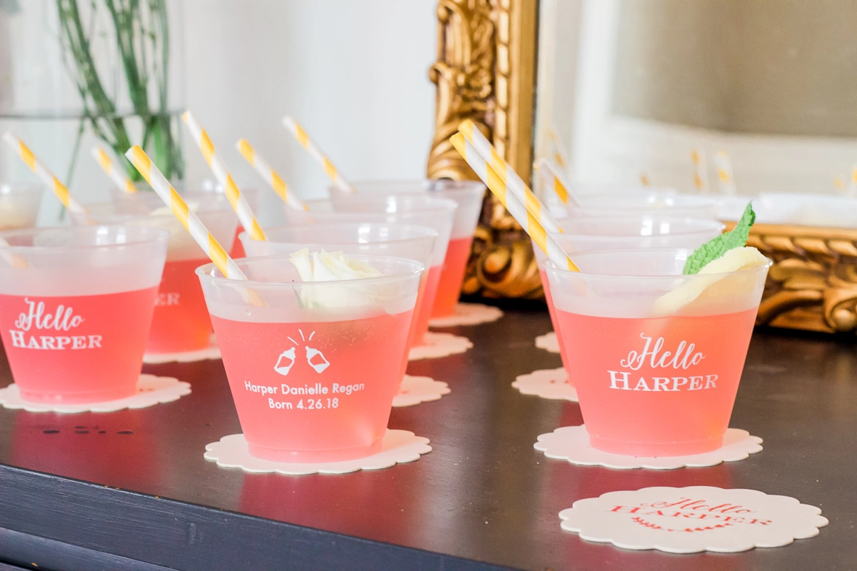 Personalized Frosted Cups and Custom Scalloped Coasters