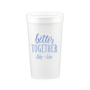 Raise a toast with the Better Together Cup a tribute that embodies the idea that life's journey is richest when shared. The bold script 'Better' pairs seamlessly with 'Together' in caps, crowned with the couple’s name, symbolizing the strength and vibrancy of togetherness in every celebratory sip.