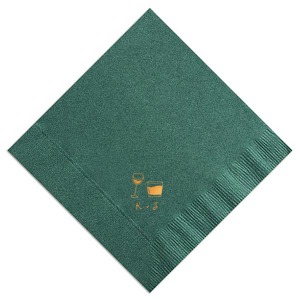 Elevate your table setting with the Sip in Style Dual Glass Napkin, presenting a hand-drawn depiction of both a wine and a martini glass in a contemporary, minimalist fashion. Below the refined design, your initials await personalization in an elegant handwritten font, making this napkin a perfect match for weddings, engagement parties, or chic birthday celebrations.