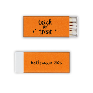 Celebrate Halloween with the Trick Or Trick Match. You can personalize on side for a Halloween party for a memorable party favor. Adorned with minimal stars, this custom match will be a hit. 