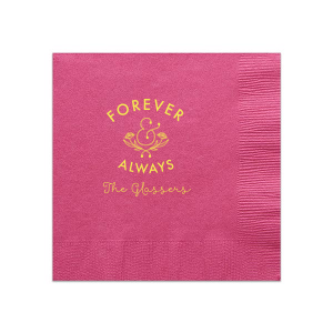 ForYourParty's personalized Fuchsia Cocktail Napkin with Matte Mimosa Yellow Foil has a Accent Ampersand graphic and is good for use in Wedding, Engagement, Bridal Shower and Anniversary themed parties and will add that special attention to detail that cannot be overlooked.
