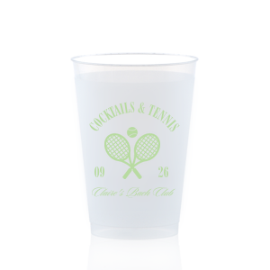 You'll love sipping from the Cocktails & Tennis Cup from our Country Club collection at your next party! The trendy and sporty design is perfect for outdoor summertime events and is available in a wide variety of colors and cup styles, personalizing it to your exact tastes. Featuring customizable text to add your own message, your guests will surely take notice.