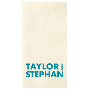 ForYourParty's elegant Ivory Guest Hand Towel with Satin Teal / Peacock Foil will impress guests like no other. Make this party unforgettable.
