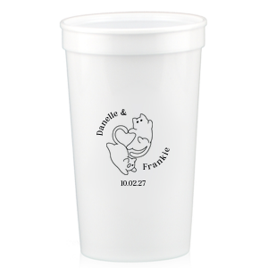 Unite in love with the Cat Tails of Love Wedding Cup, where two cats entwine tails to form a heart. Arched around the design you can customize with the couple's names and below the date of your union.