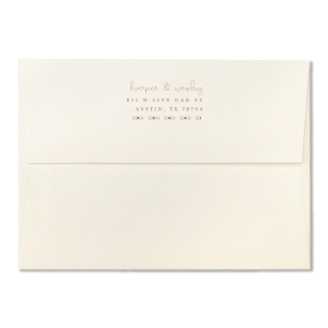 The ever-popular Lettra Pearl White 110lb Invitation Envelope with Forest Green Ink Letterpress Inks has a Diamond Stripe graphic and is good for use in Aztec, Geometric themed parties and couldn't be more perfect. It's time to show off your impeccable taste.