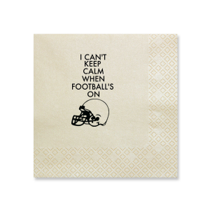 Get game-day ready with the Keep Calm Football Napkin, perfect for the passionate fan. With a bold helmet graphic, it's the ideal companion for every touchdown celebration, interception, and nail-biting play that has you on the edge of your seat!