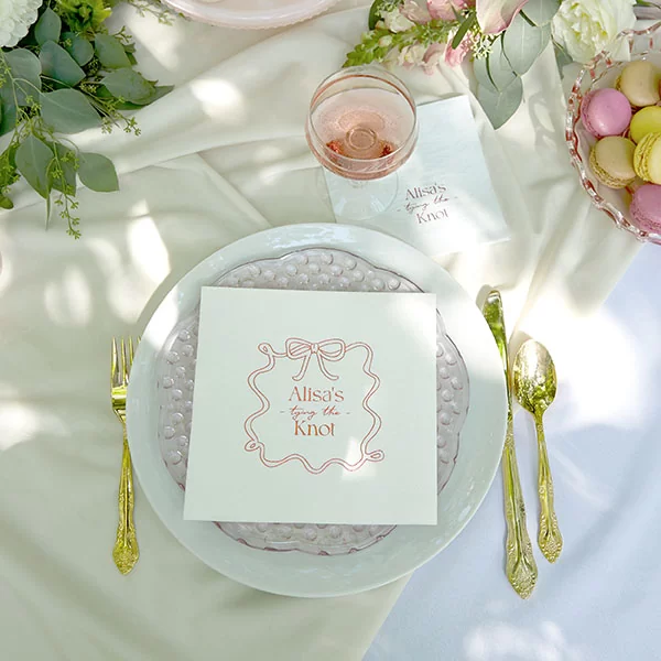 Ribbon Frame Tying the Knot Napkin 