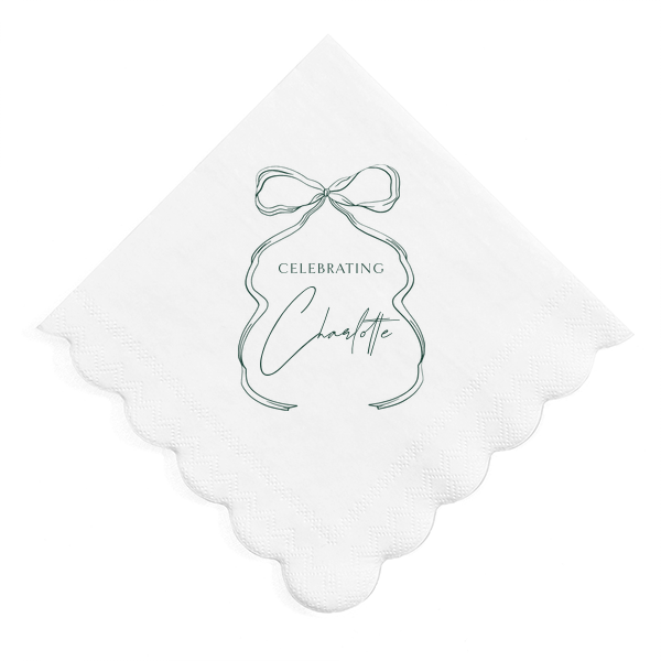 Bow With Name Scalloped Napkin