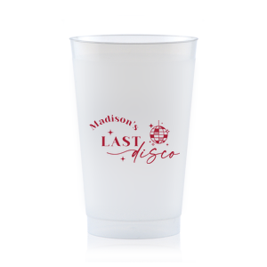 Custom bachelorette cups add a unique touch to your bachelorette party! This modern yet retro inspired cup can be personalized with the name of the bride to be. 