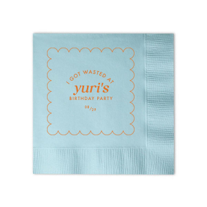 Create a custom sassy cocktail napkin for your birthday party today! Featuring a modern and minimal design, you can personalize this napkin with the date of your party and your name. 