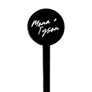 The Lovers' Script Stir Stick offers a touch of whimsy and romance, allowing you to personalize it with your names in a font that is dreamy and full of charm, with sweeping curves and elegant flourishes that capture the feeling of a love story. This personalized stir stick is a beautiful addition to any couple's event, providing a fanciful and intimate detail to your signature beverages.