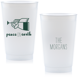 ForYourParty's chic Matte Spruce 16 oz Frost Flex Cup with Matte Spruce Print Color has a Angel 2 graphic and is good for use in Christian Symbols, Christmas themed parties and will look fabulous with your unique touch. Your guests will agree!