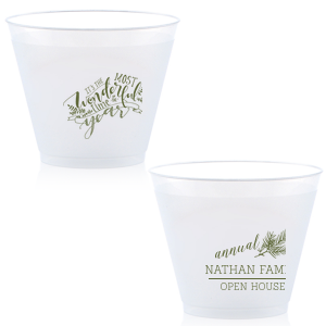 Raise a glass to yuletide tunes with the The Most Wonderful Time Holiday Cup, where the iconic lyrics twirl amid seasonal greenery. On the back, a pine bough awaits your festive verse, making each sip a jingle of joy.