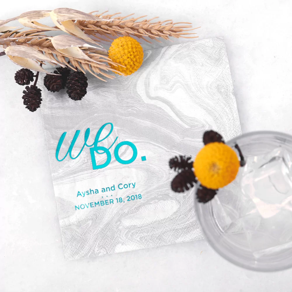 marble wedding cocktail napkins