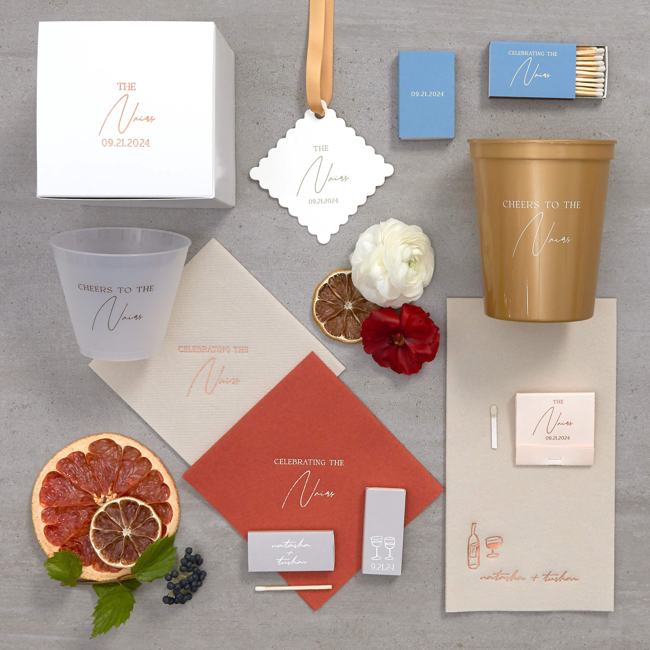 Boho Terracotta Wedding Date Matchbook