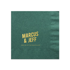 ForYourParty's elegant Spruce Cocktail Napkin with Shiny 18 Kt Gold Foil will give your party the personalized touch every host desires.