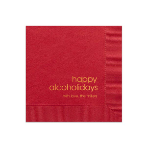 Personalized Lipstick Red Cocktail Napkin with Shiny Sterling Silver Foil can be personalized to match your party's exact theme and tempo.