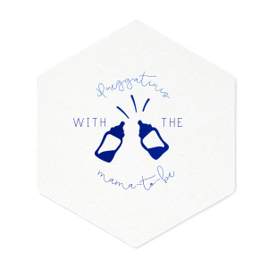 The ever-popular Black with Silver back Hexagon Coaster with Shiny 18 Kt Gold Foil Color has a Baby Bottles graphic and is good for use in Baby Shower themed parties and will add that special attention to detail that cannot be overlooked.