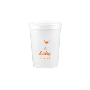 Captivate your guests with the Minimal Bridal Shower Cup, displaying a delicate wine glass illustration. Beneath it, the date of the event is inscribed in a refined sans serif font, while the bride-to-be's name adorns the top in a chic, modern script. A tasteful complement to your stylish and contemporary bridal shower.