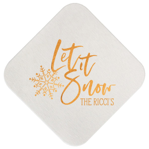 Our custom Eggshell Square Coaster with Shiny Copper Foil has a Snowflake graphic and is good for use in Delphine themed parties and will give your party the personalized touch every host desires.
