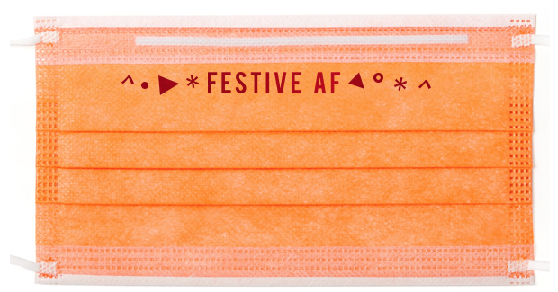 Grab a Autumn-hued orange disposable mask for your crew to get super festive!