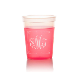 Our personalized Black 16 oz Stadium Cup with Matte Blush Ink Cup Ink Colors has a Rococo Frame  graphic and is good for use in Wedding, Birthday and Home  parties and can't be beat. Showcase your style in every detail of your party's theme!