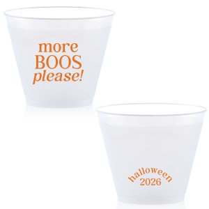 Celebrate Halloween with the More Boos Please Cup. Personalize with the year, and get ready to cheers in style with this modern Halloween party accessory. Perfect for office Halloween parties or at home spooky events. 
