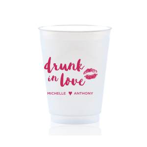 Dress up your drinks with this trendy hand lettered font at your bachelorette weekend or casual wedding reception bar. Custom cups also double as fantastic personalized party favors!