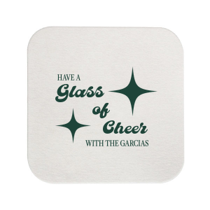 Whatever you next celebration is, the Glass of Cheer Coaster is sure to add a special touch! Customize the text with your family name in the choice of your foil stamp color to best match the unique vibe of your household. 