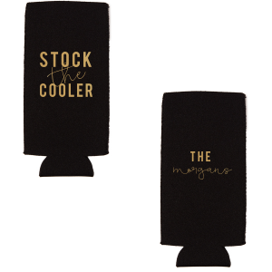 Custom Black Round Can Cooler with Gold Ink Cup Ink Colors will add that special attention to detail that cannot be overlooked.