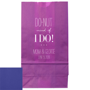 Indulge in playful sweetness with the DO-NUT Mind If I Do! Bag, perfect for gift giving at weddings. This cleverly worded bag features "I DO" in bold, celebrating nuptials, with the couple's names and date adding a personal touch. A delightful, fun way for guests to take a piece of joy home from your special day.