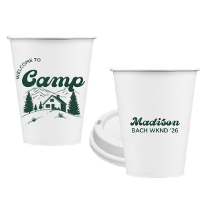 Toast to the good times with the Welcome to Camp Bachelorette Cup. The scenic design is ideal for destination bachelorette events but is suitable for any outdoorsy occasion. The customizable design comes in your choice of style and color to make your momentous party all the more memorable. 