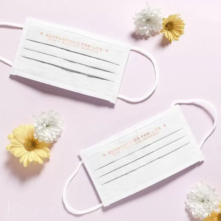 Quarantined for Life Wedding Masks